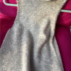 Gray Zara Fuzzy Sleeveless Sweater with Crystal detail L